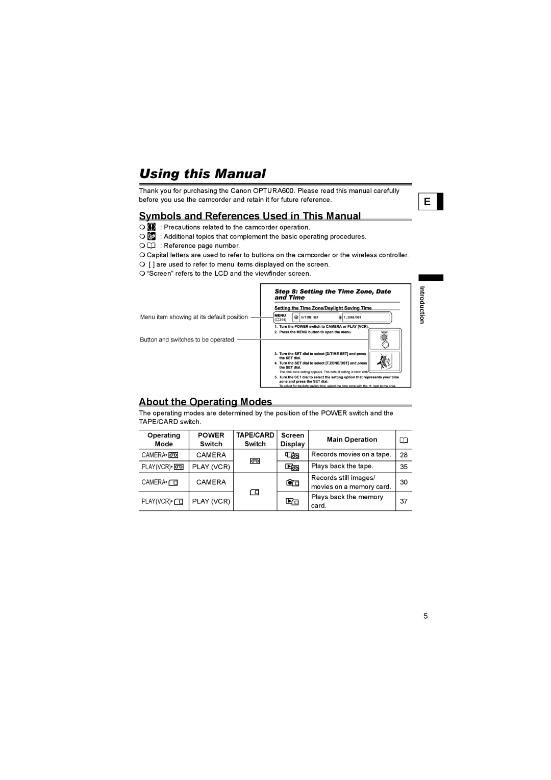 Canon 600 instruction manual Using this Manual, Symbols and References Used in This Manual, About the Operating Modes 