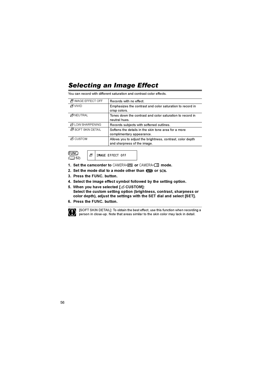 Canon 600 instruction manual Selecting an Image Effect, Image Effect OFF 