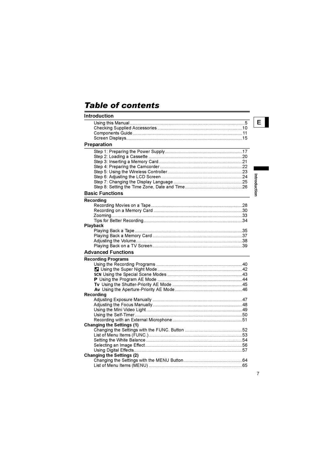 Canon 600 instruction manual Table of contents 