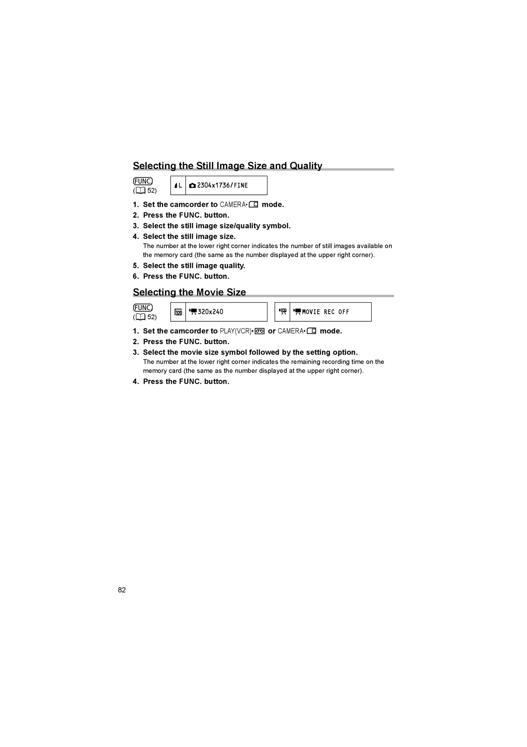 Canon 600 instruction manual Selecting the Still Image Size and Quality, Selecting the Movie Size, Movie REC OFF 