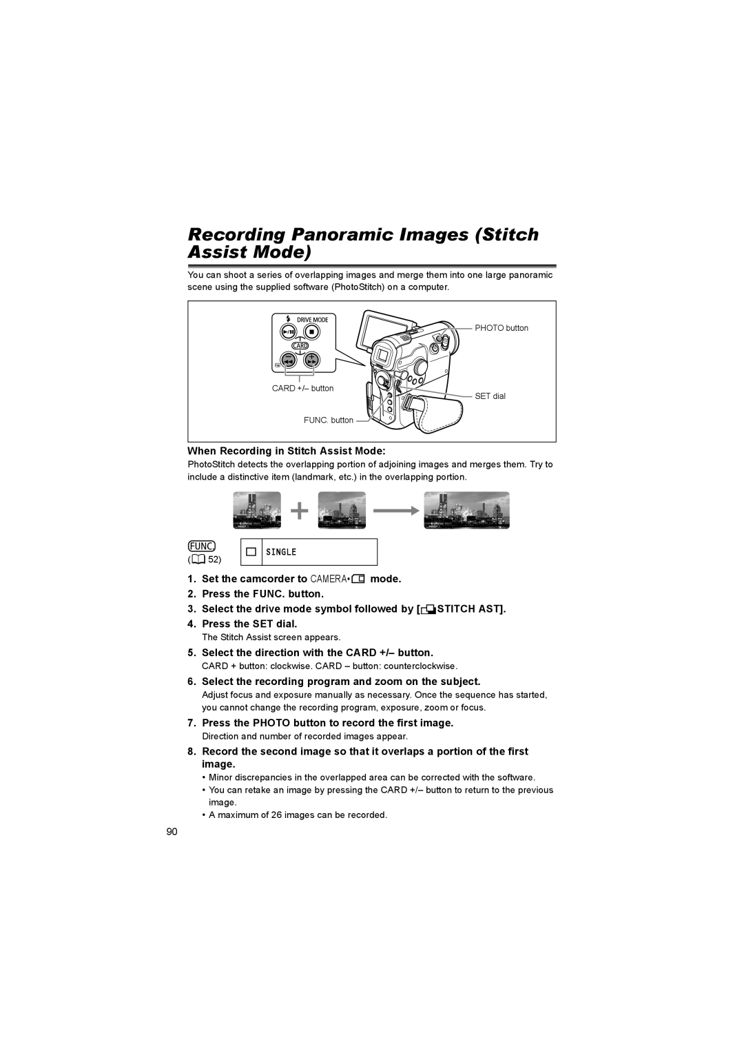 Canon 600 instruction manual Recording Panoramic Images Stitch Assist Mode, Single 