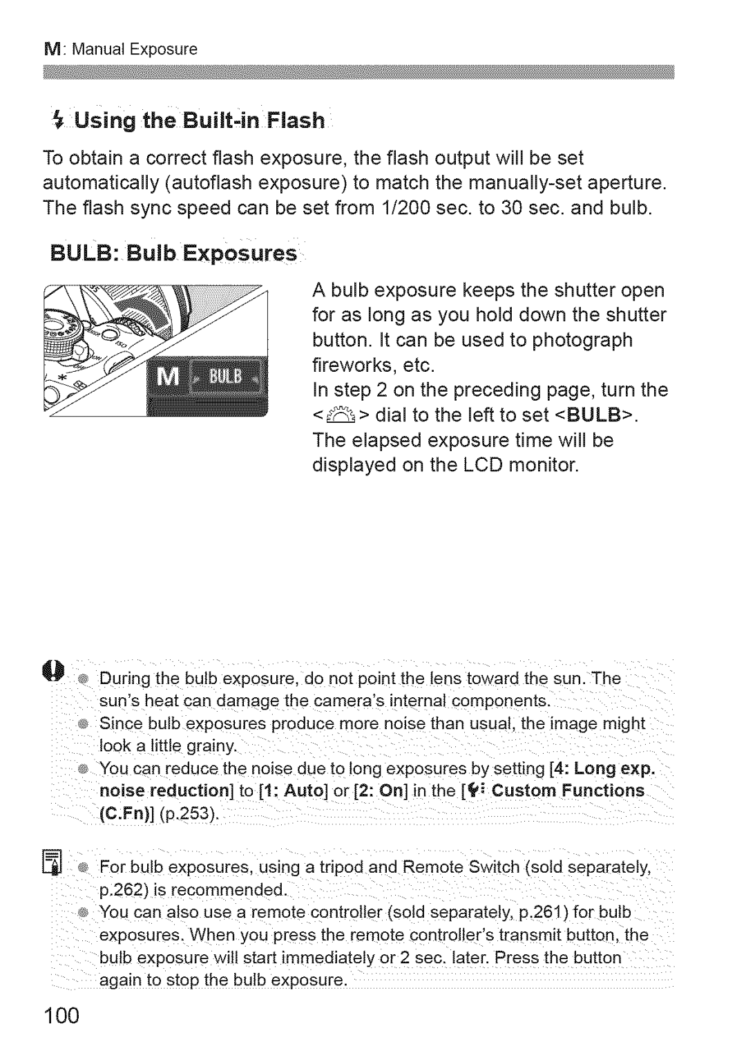 Canon 600D manual Bulb Bulb Exposures, 100 