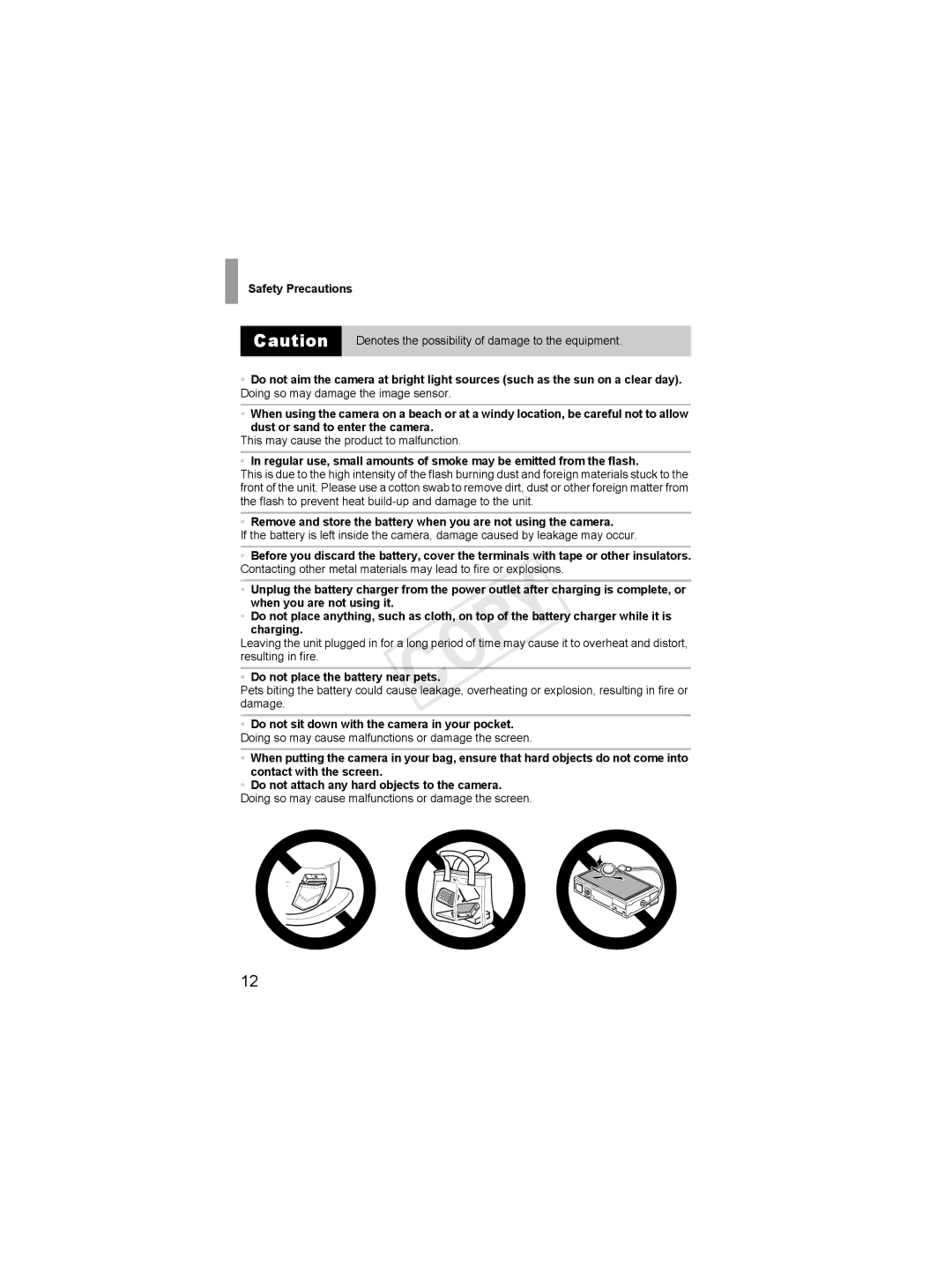 Canon 6048B001, 6051B001 manual Do not place the battery near pets 