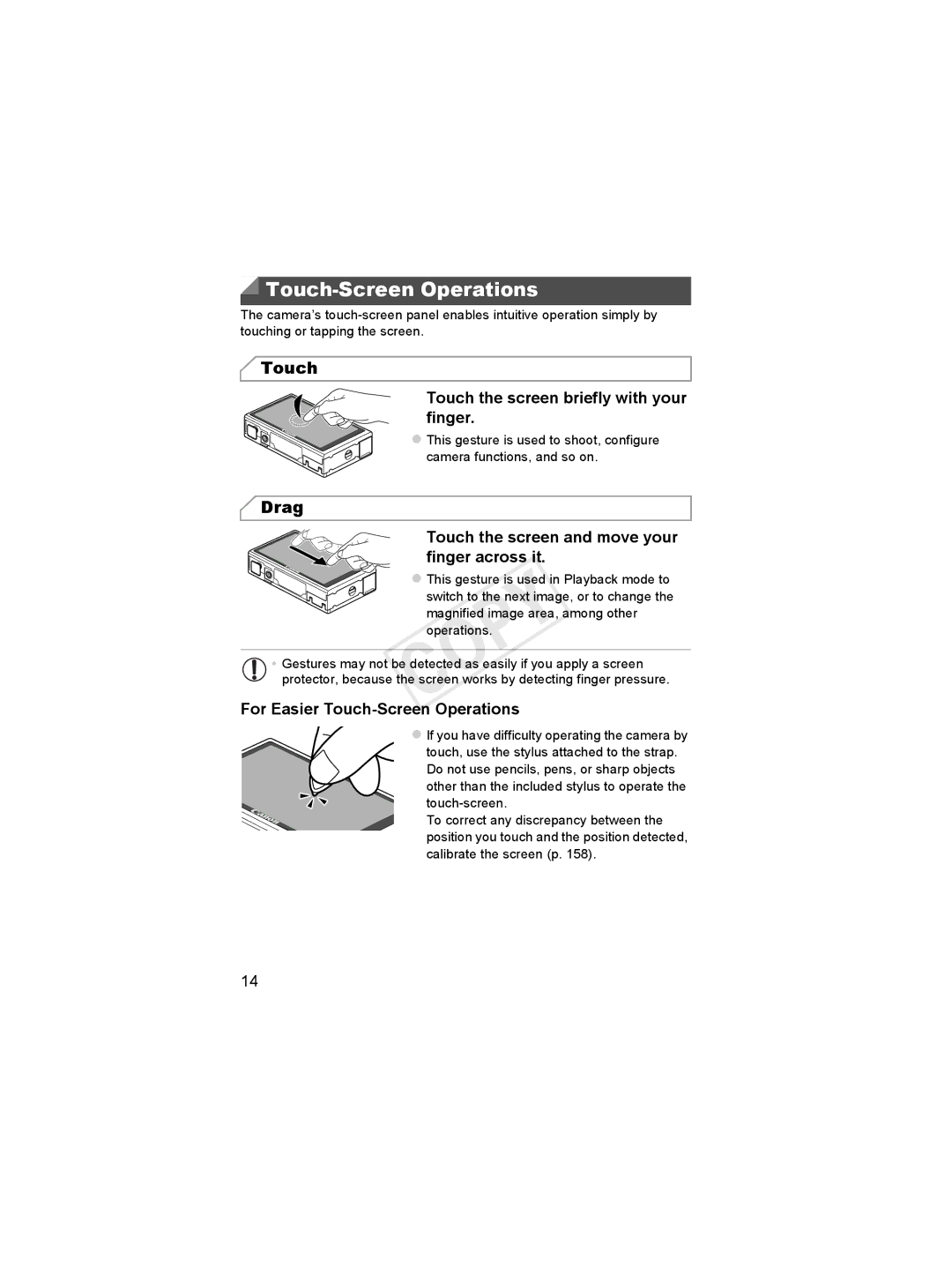 Canon 6048B001, 6051B001 manual Touch-Screen Operations, Drag 