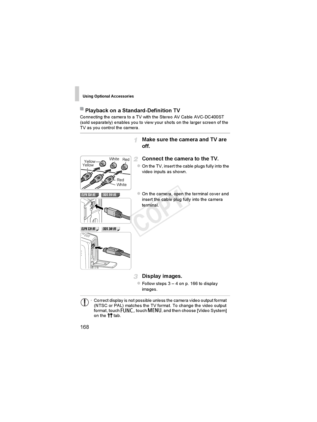 Canon 6048B001, 6051B001 manual Playback on a Standard-Definition TV, 168 