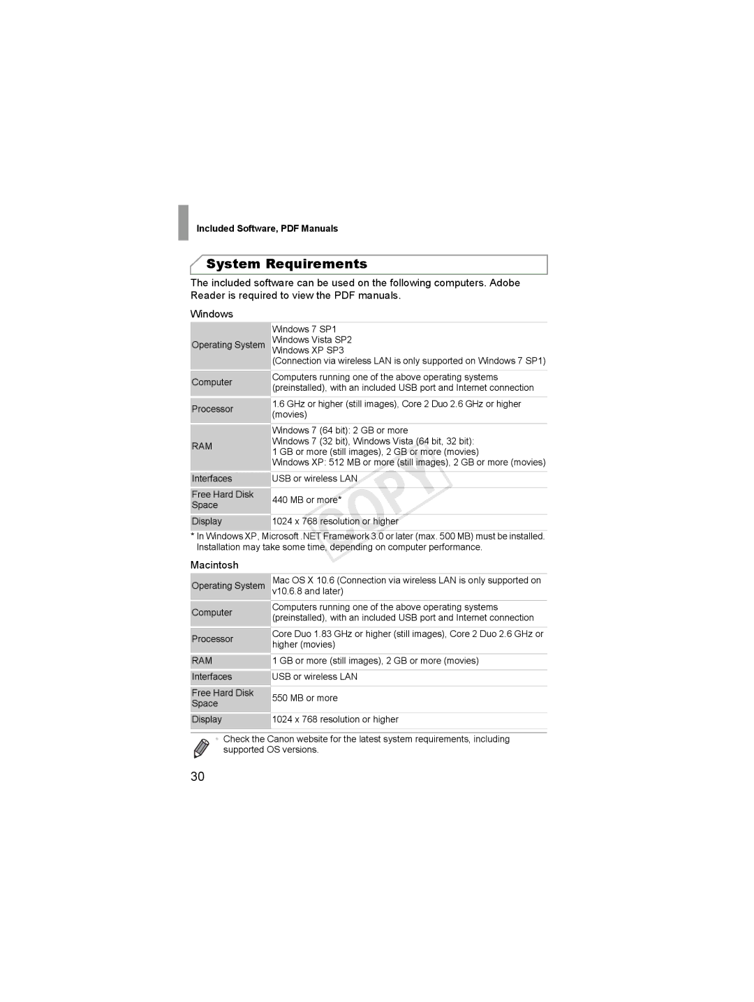 Canon 6048B001, 6051B001 manual System Requirements, Windows, Macintosh 