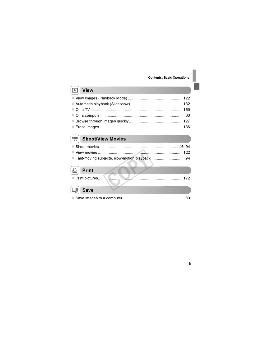 Canon 6051B001, 6048B001 manual Shoot/View Movies, Print 