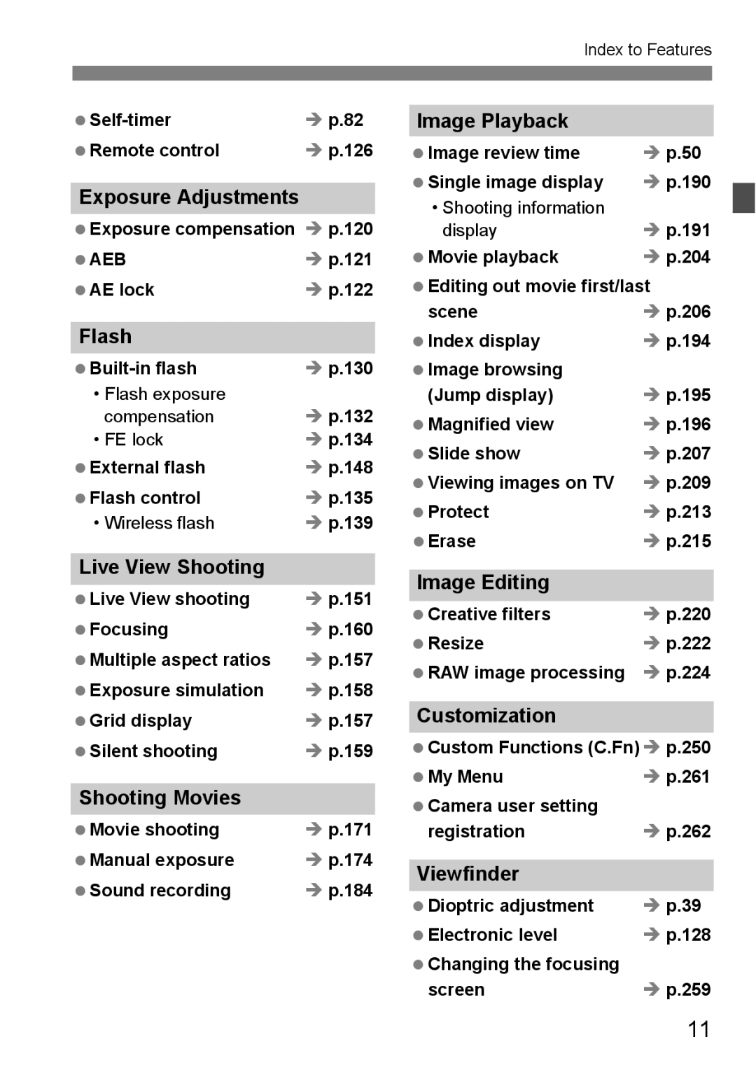 Canon 60D Exposure Adjustments, Flash, Live View Shooting, Shooting Movies, Image Playback, Image Editing, Customization 