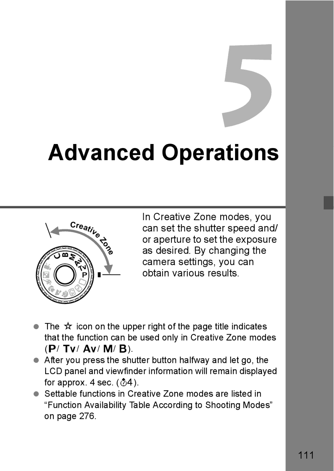 Canon 60D Creative Zone modes, you, As desired. By changing, Camera settings, you can, Obtain various results, 111 