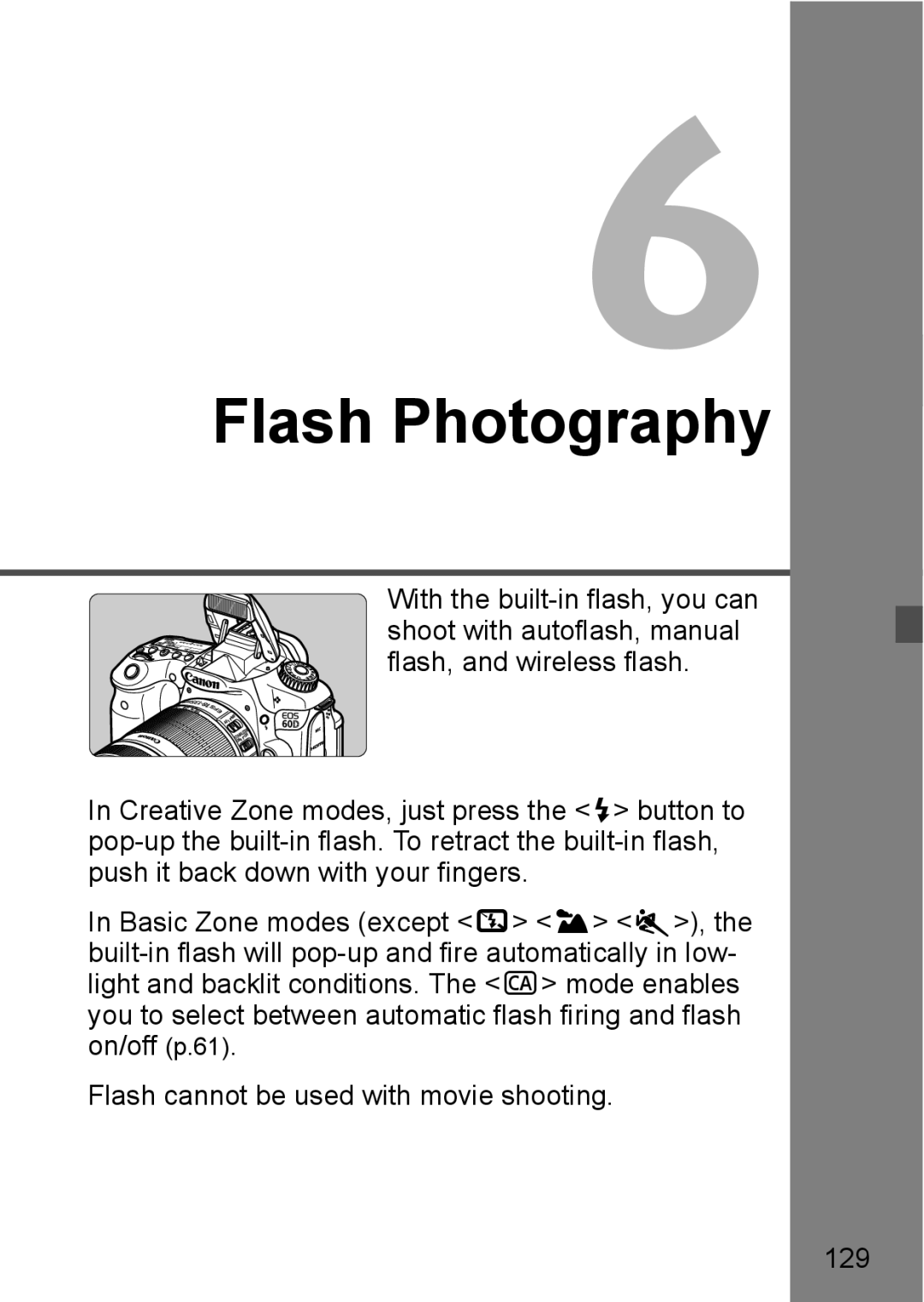 Canon 60D instruction manual Flash Photography 