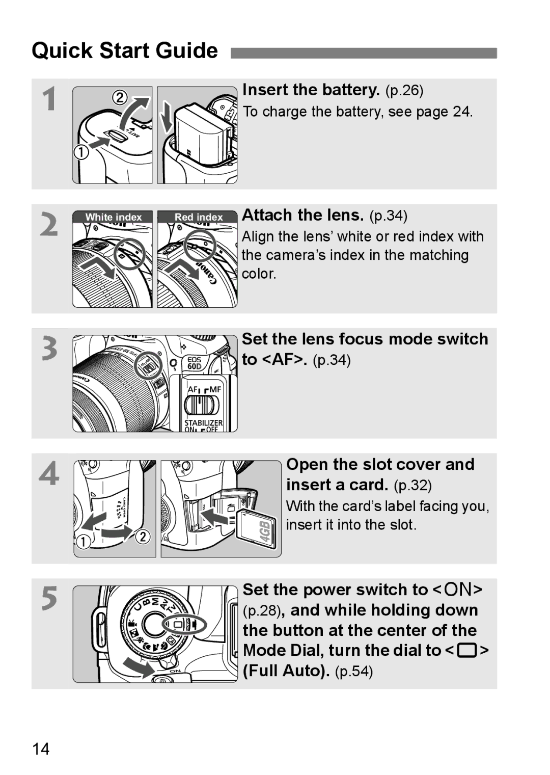 Canon 60D instruction manual Quick Start Guide 