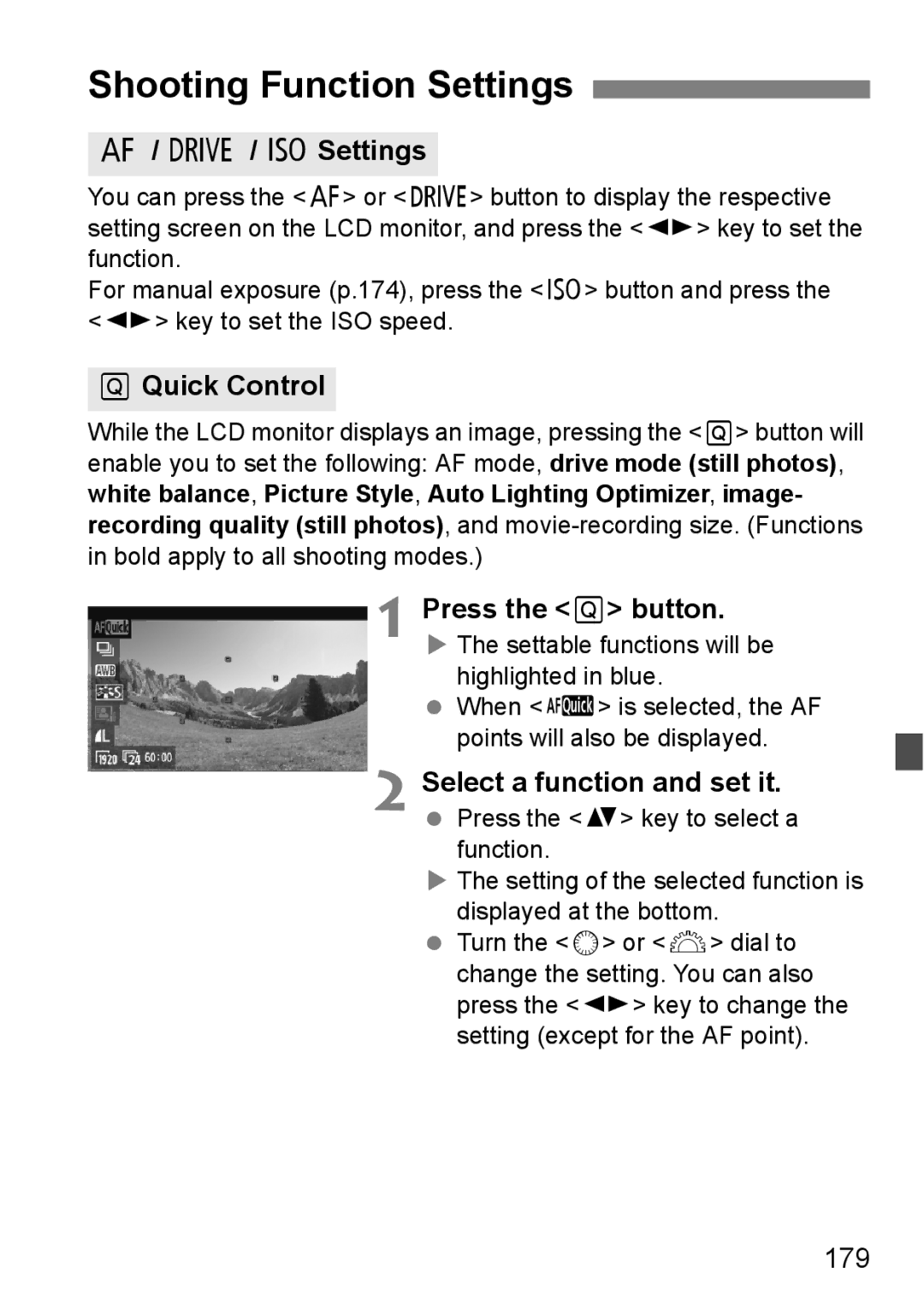 Canon 60D instruction manual Shooting Function Settings, 179 