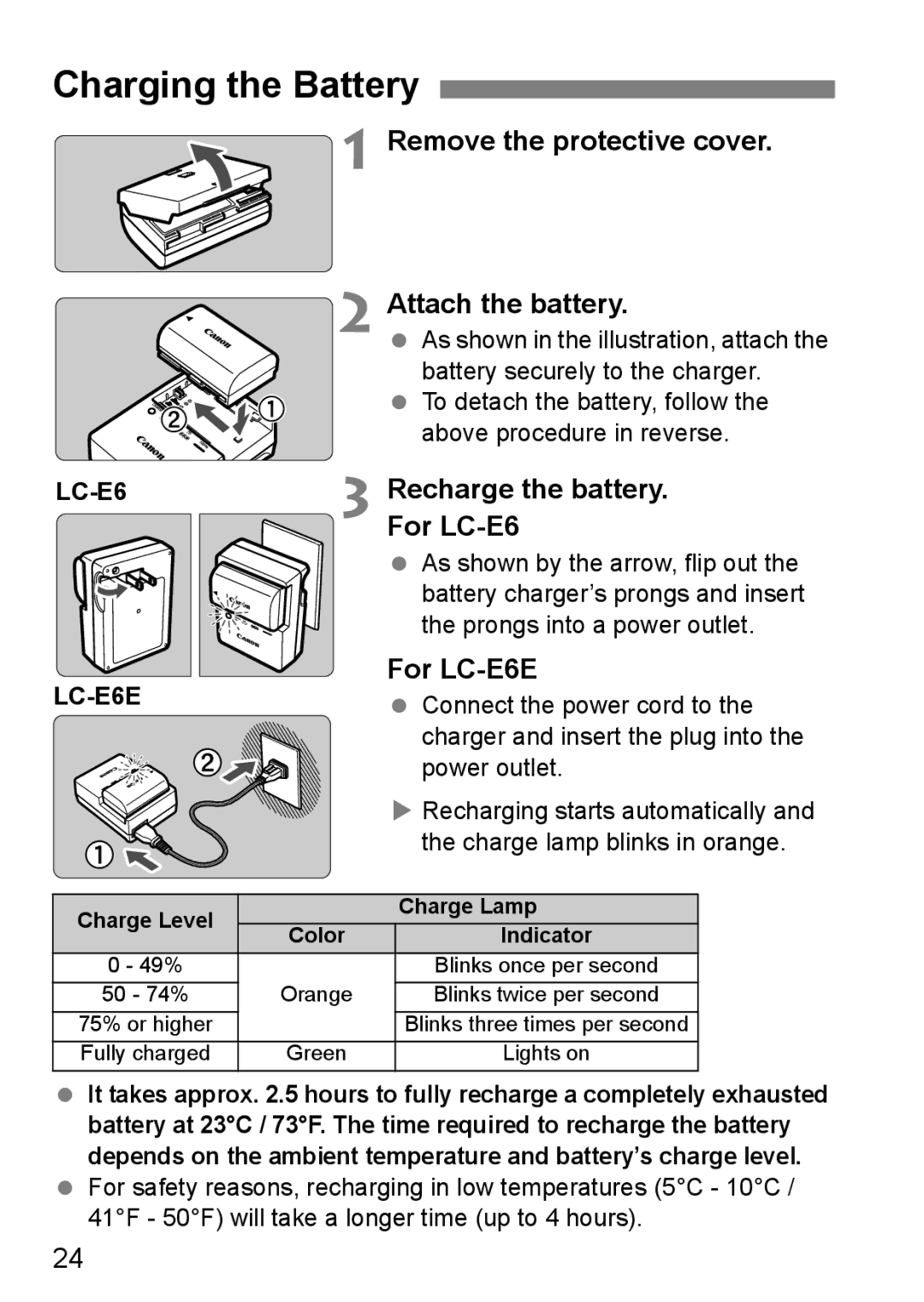 Canon 60D instruction manual Charging the Battery 