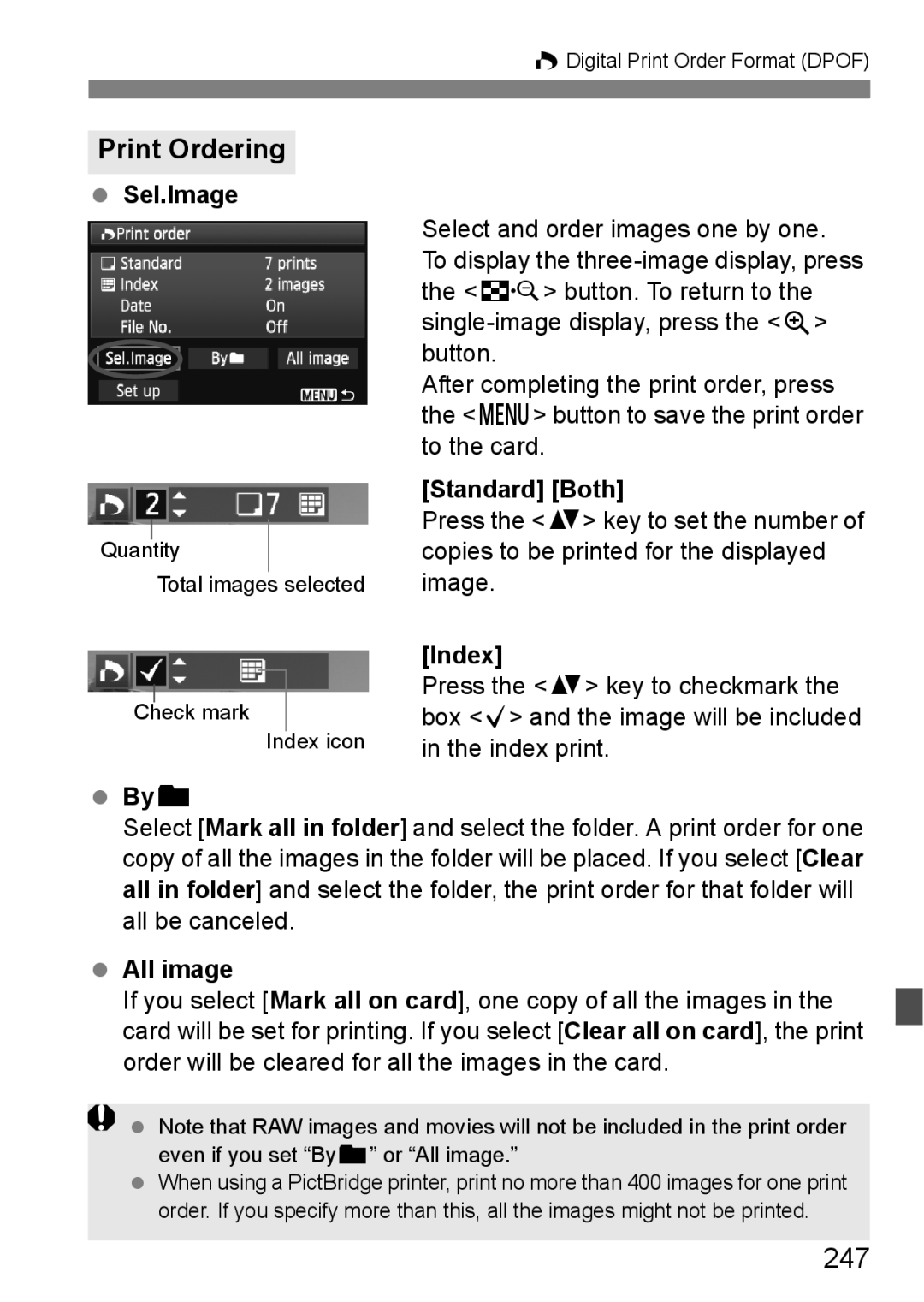 Canon 60D instruction manual Print Ordering, 247 