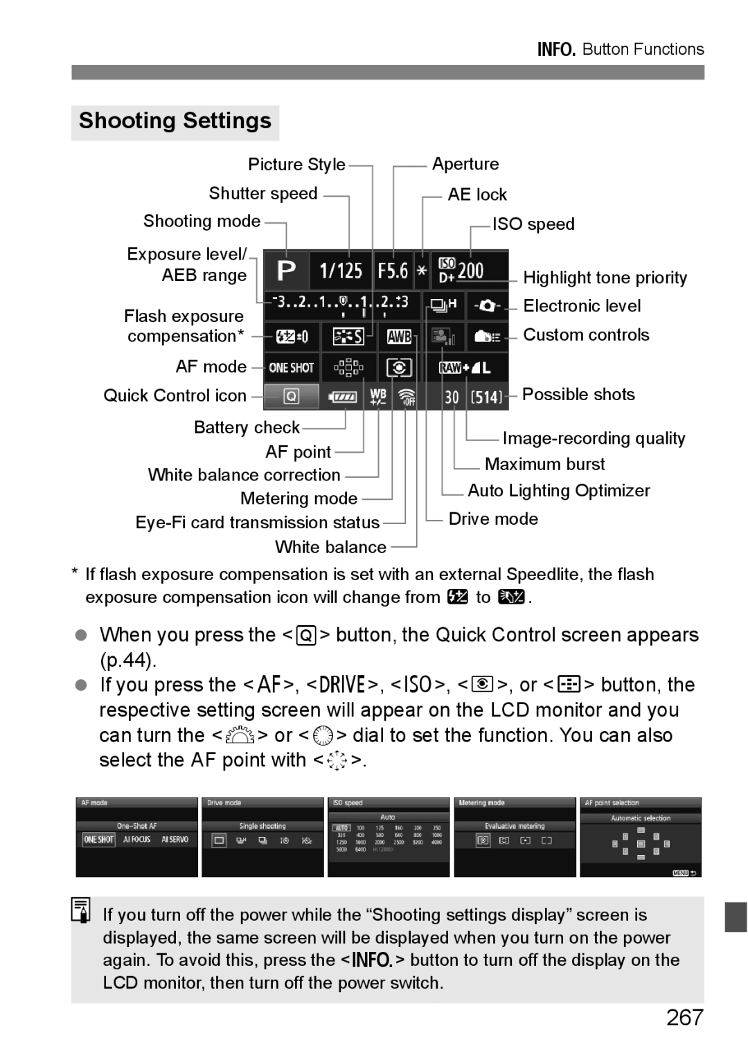 Canon 60D instruction manual Shooting Settings, 267 