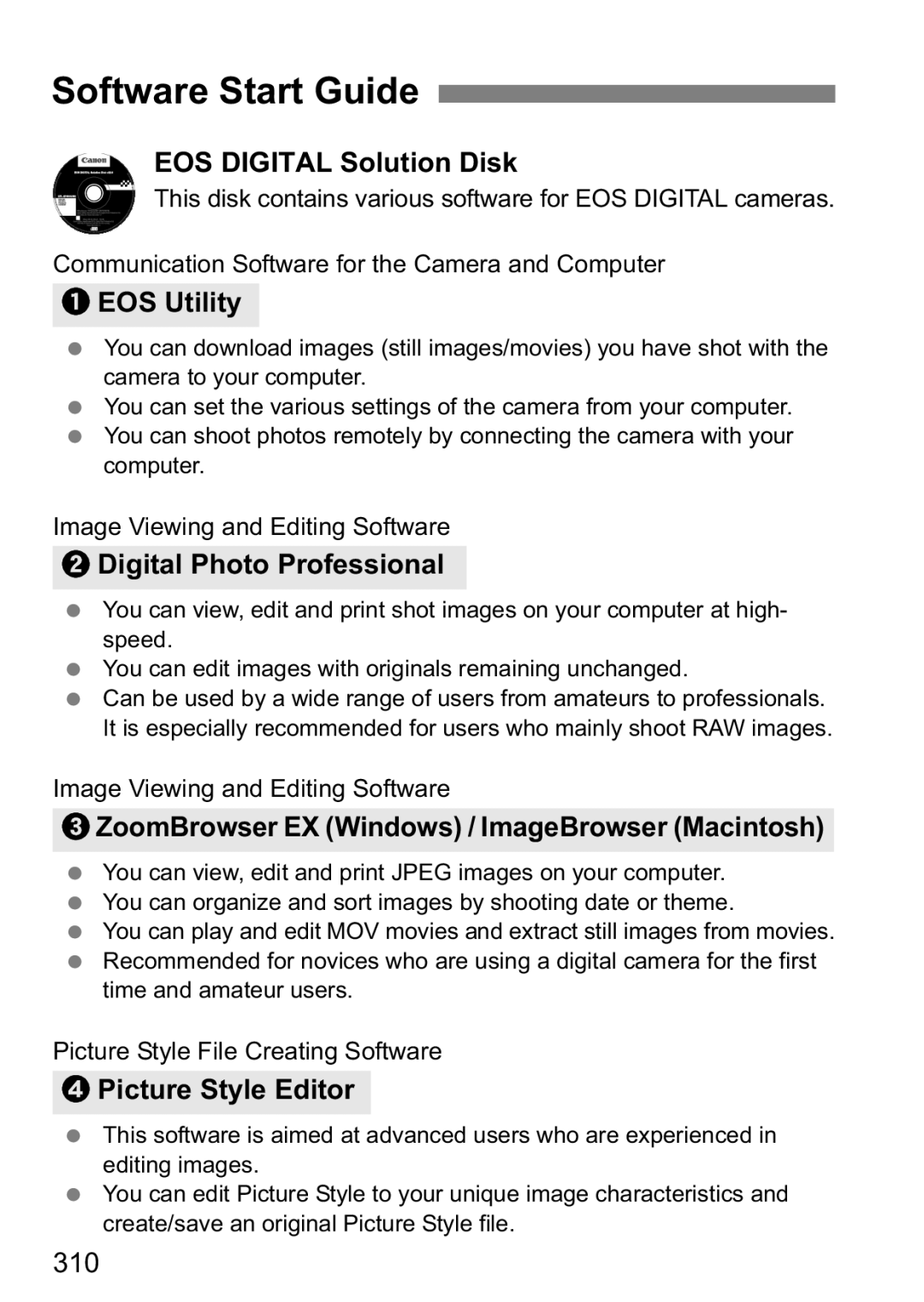 Canon 60D instruction manual Software Start Guide 