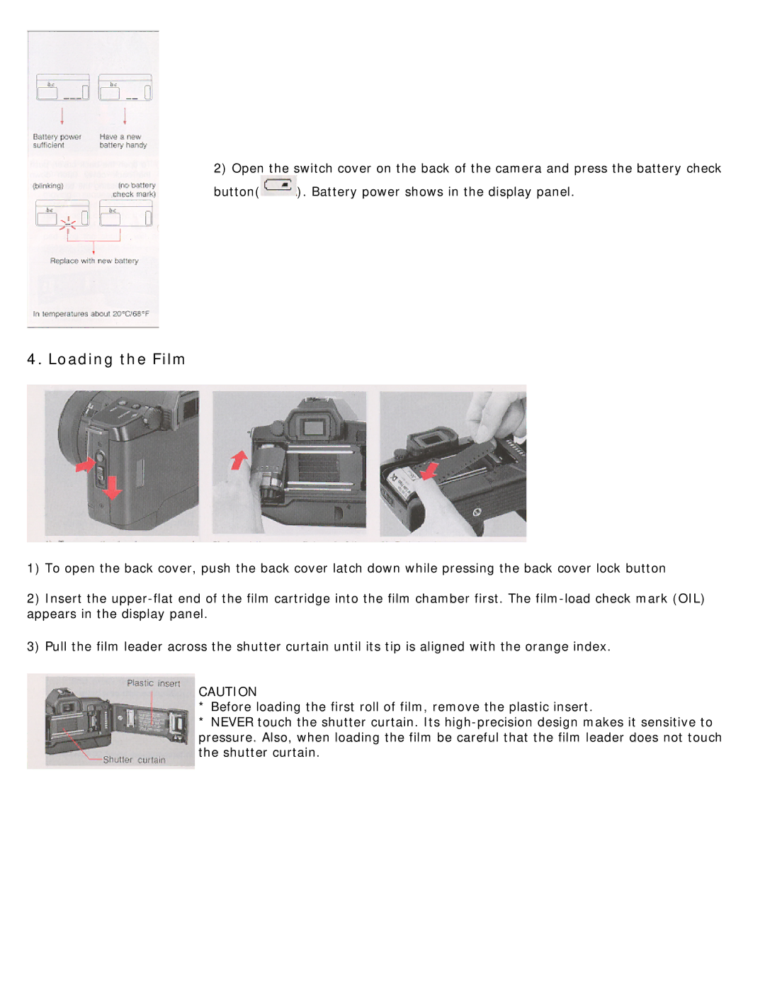 Canon 620-650 manual Loading the Film 