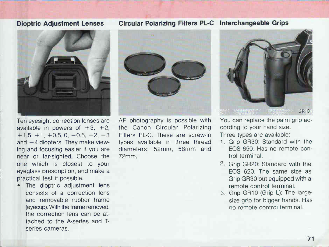 Canon 650, 620 manual 