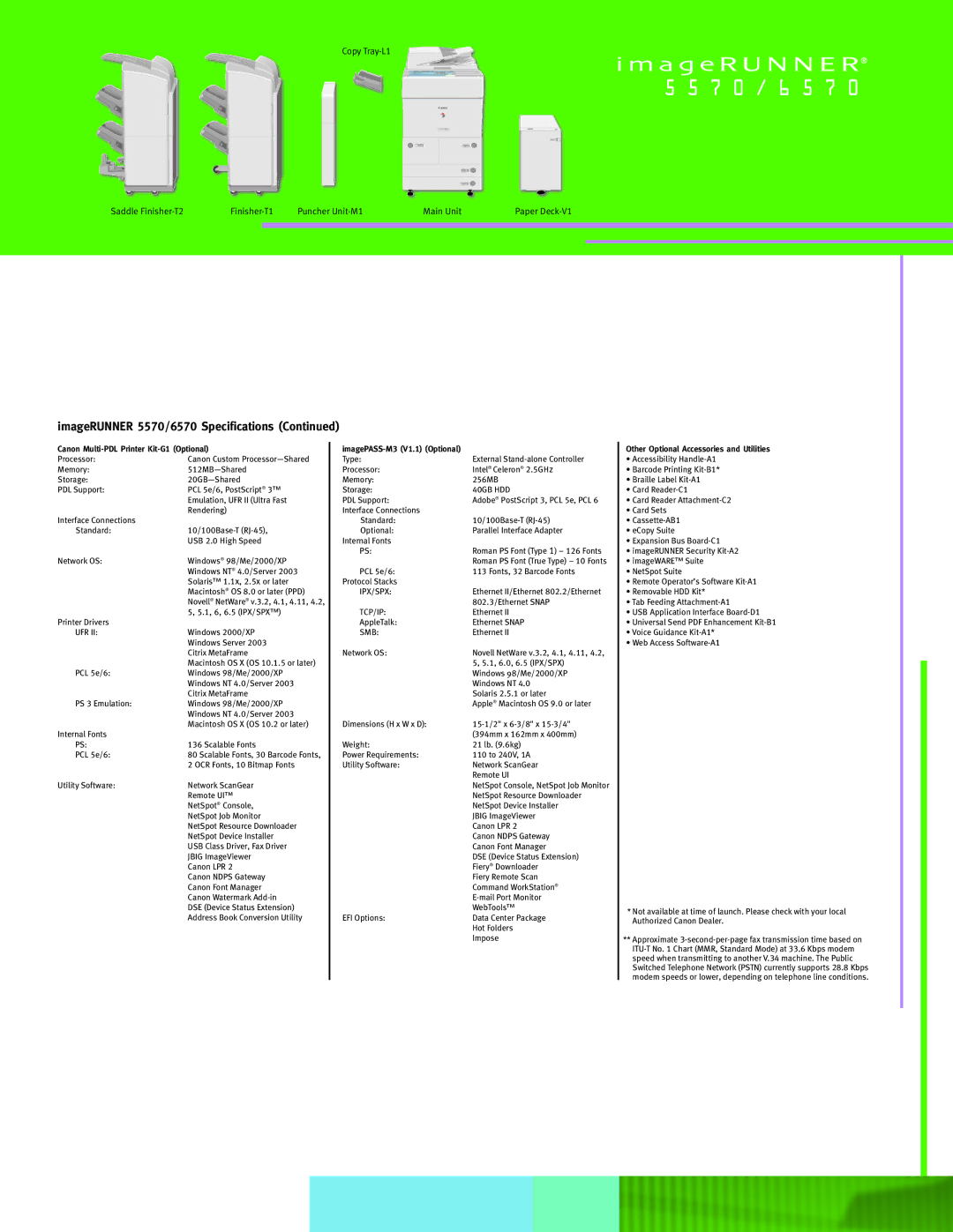 Canon 5570 Canon Multi-PDL Printer Kit-G1 Optional, ImagePASS-M3 V1.1 Optional, Other Optional Accessories and Utilities 