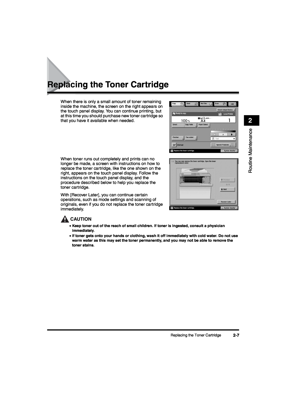Canon iR6570 manual Replacing the Toner Cartridge 