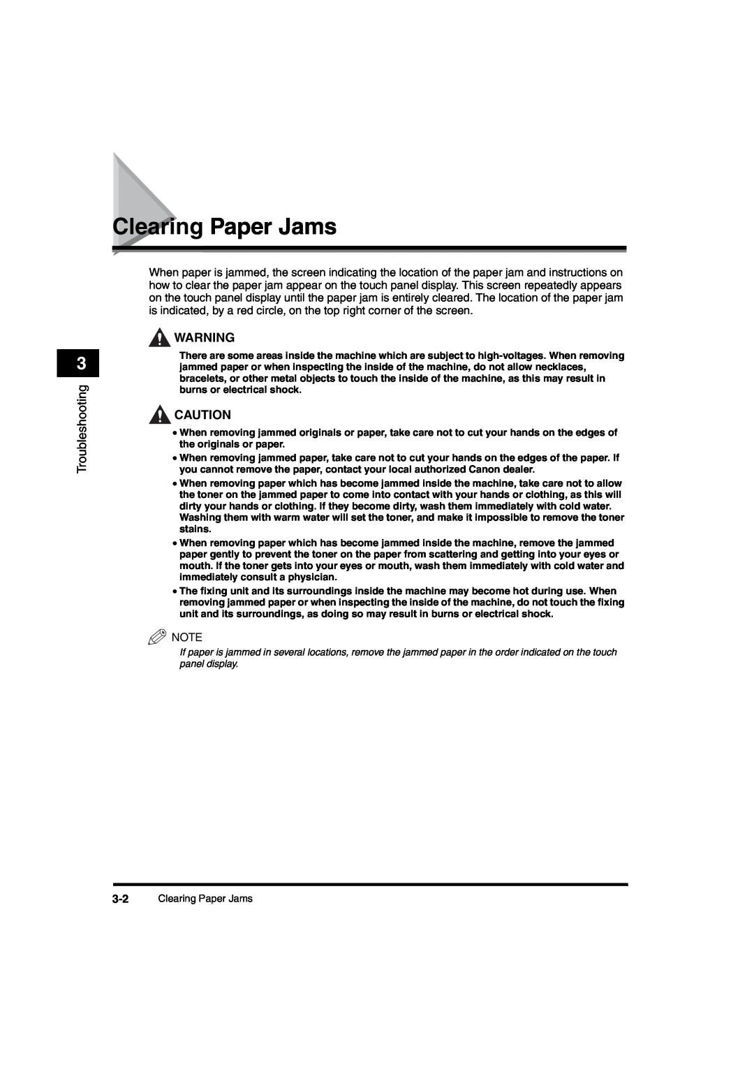 Canon iR6570 manual Clearing Paper Jams, Troubleshooting 