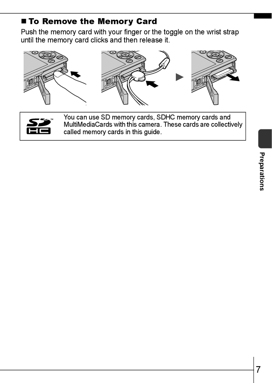 Canon 70 manual „ To Remove the Memory Card 