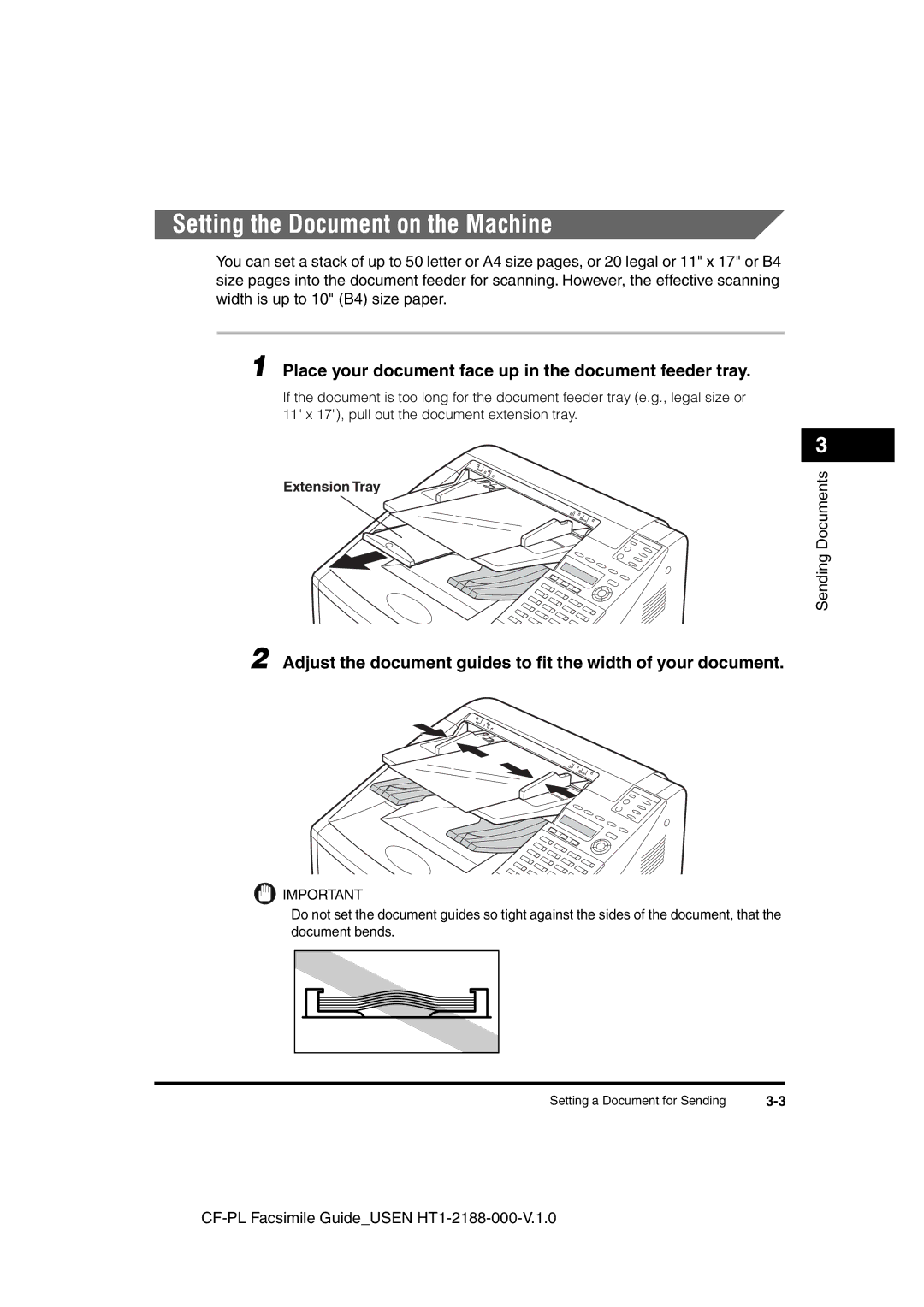 Canon 700 Setting the Document on the Machine, Place your document face up in the document feeder tray, Extension Tray 