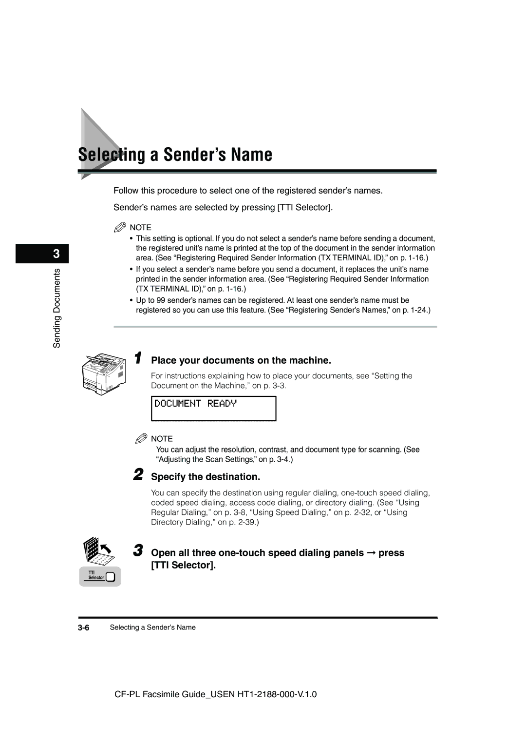 Canon 700 manual Selecting a Sender’s Name, Specify the destination 