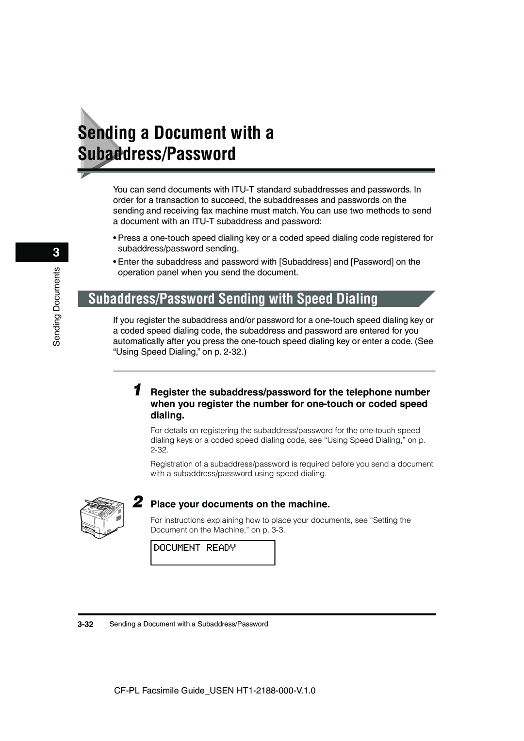 Canon 700 manual Sending a Document with a Subaddress/Password, Subaddress/Password Sending with Speed Dialing 