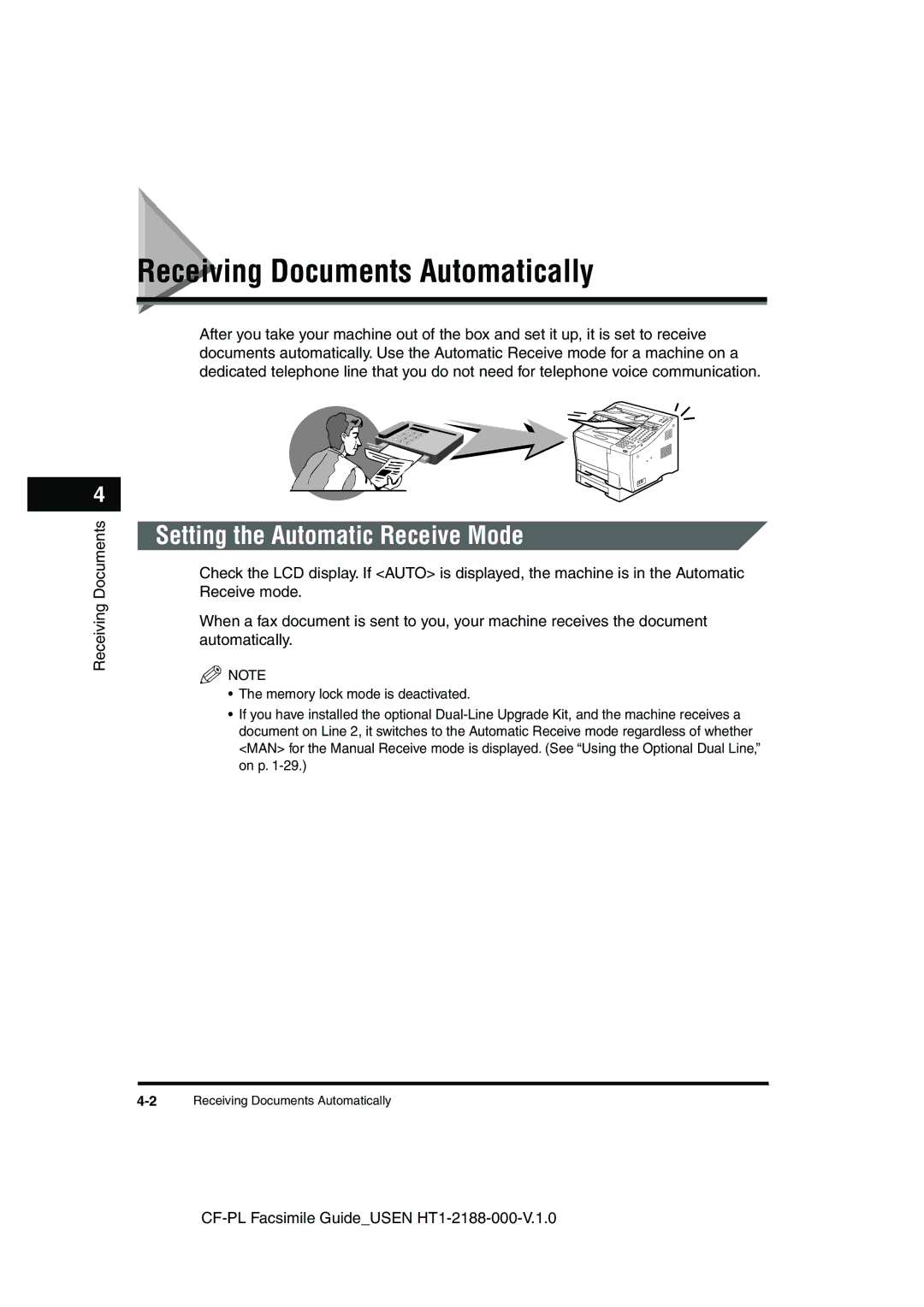 Canon 700 manual Receiving Documents Automatically, Setting the Automatic Receive Mode 