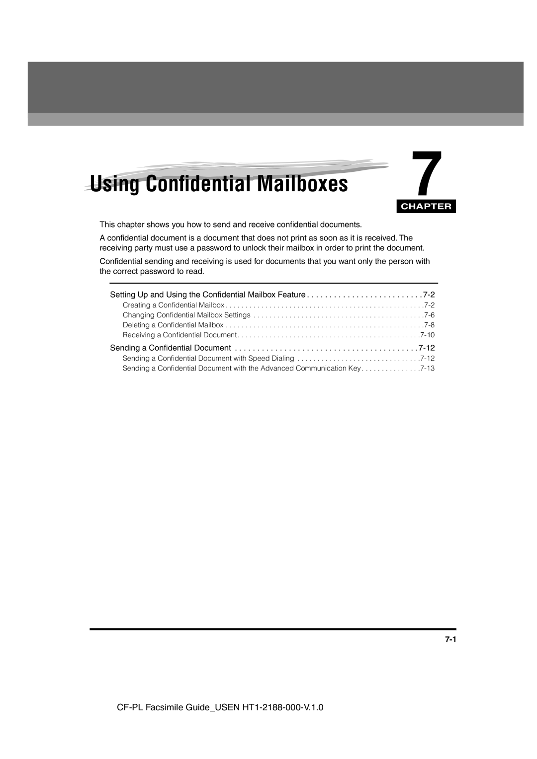 Canon 700 manual Using Conﬁdential Mailboxes 