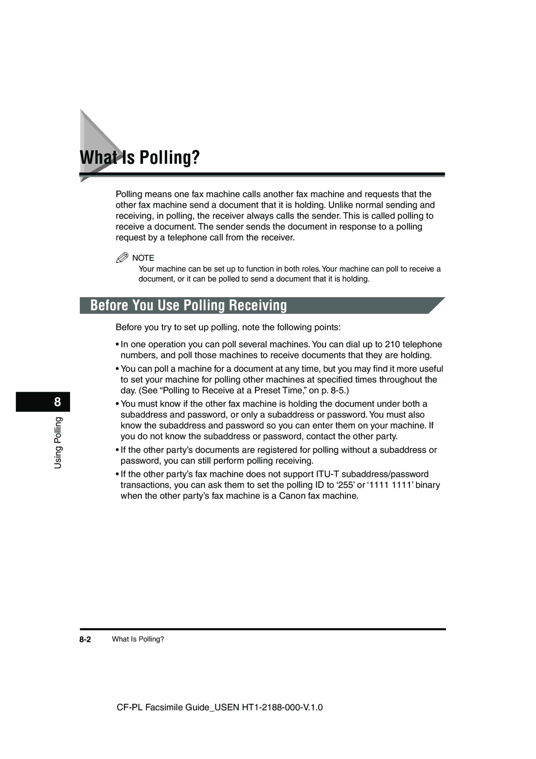 Canon 700 manual What Is Polling?, Before You Use Polling Receiving 