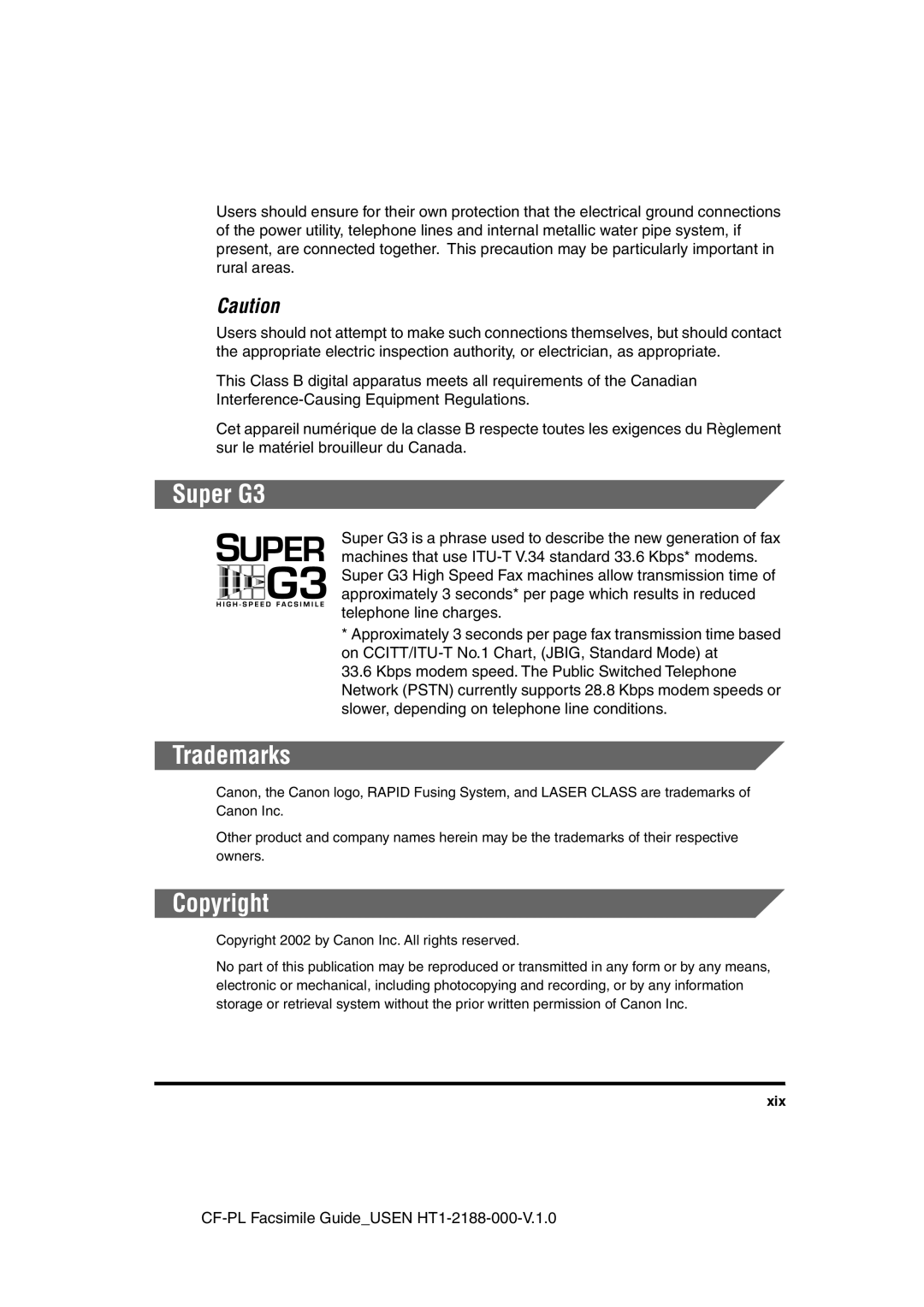 Canon 700 manual Super G3, Trademarks, Copyright, Xix 