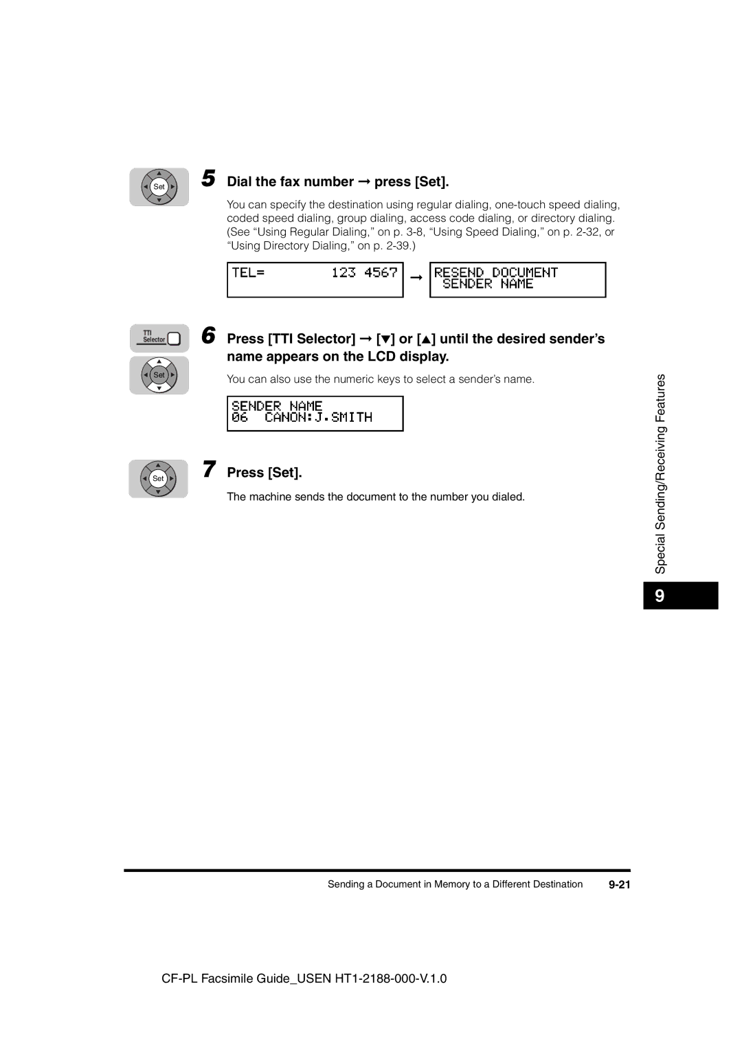 Canon 700 manual Name appears on the LCD display, You can also use the numeric keys to select a sender’s name 