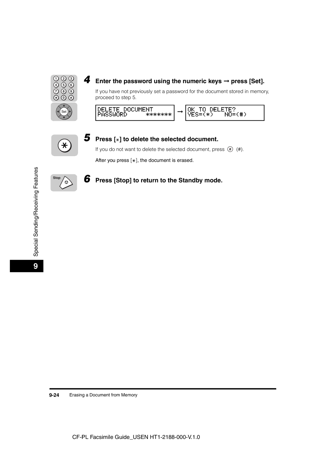 Canon 700 manual 24Erasing a Document from Memory 