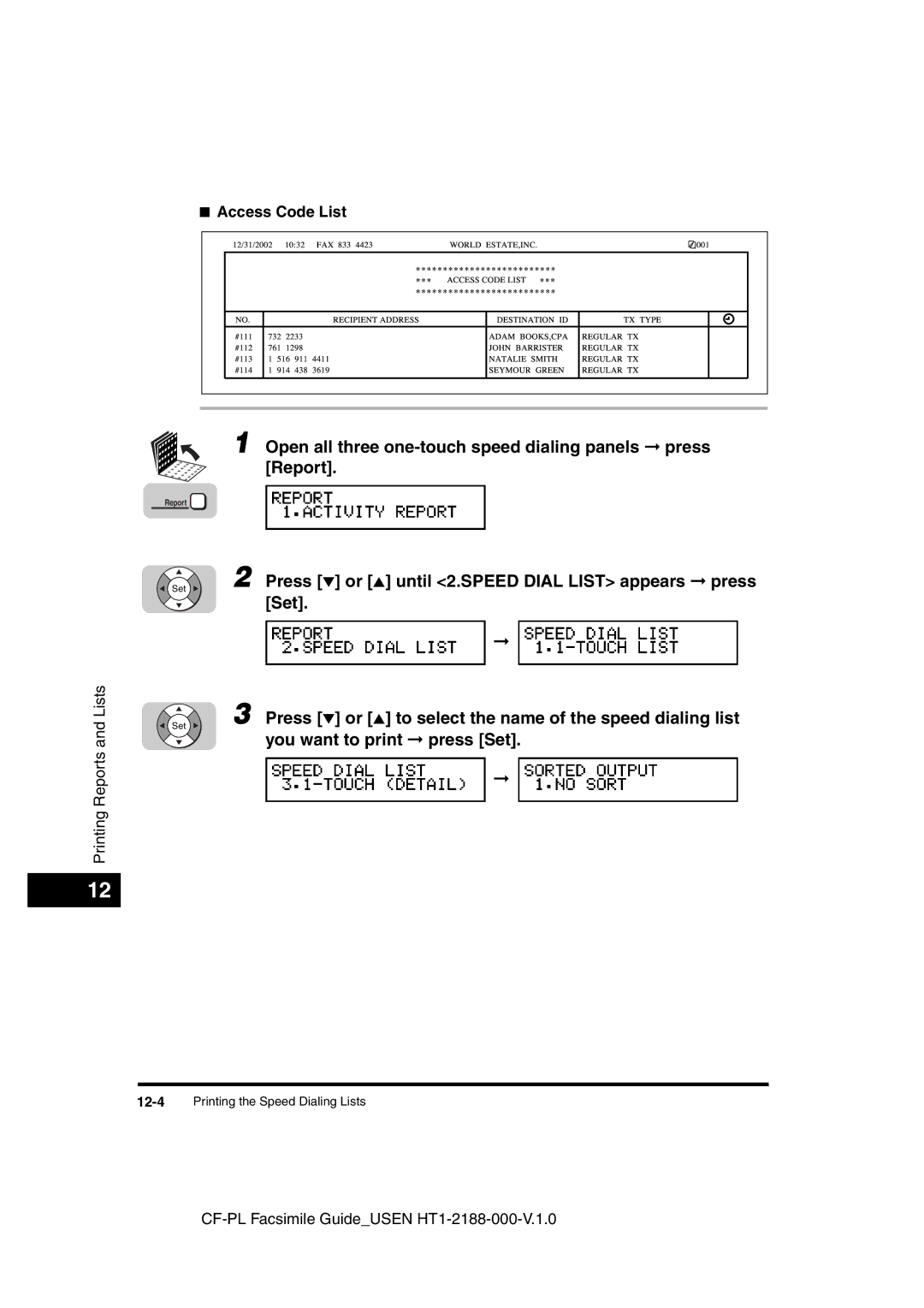 Canon 700 manual Regulartx, Access Code List 