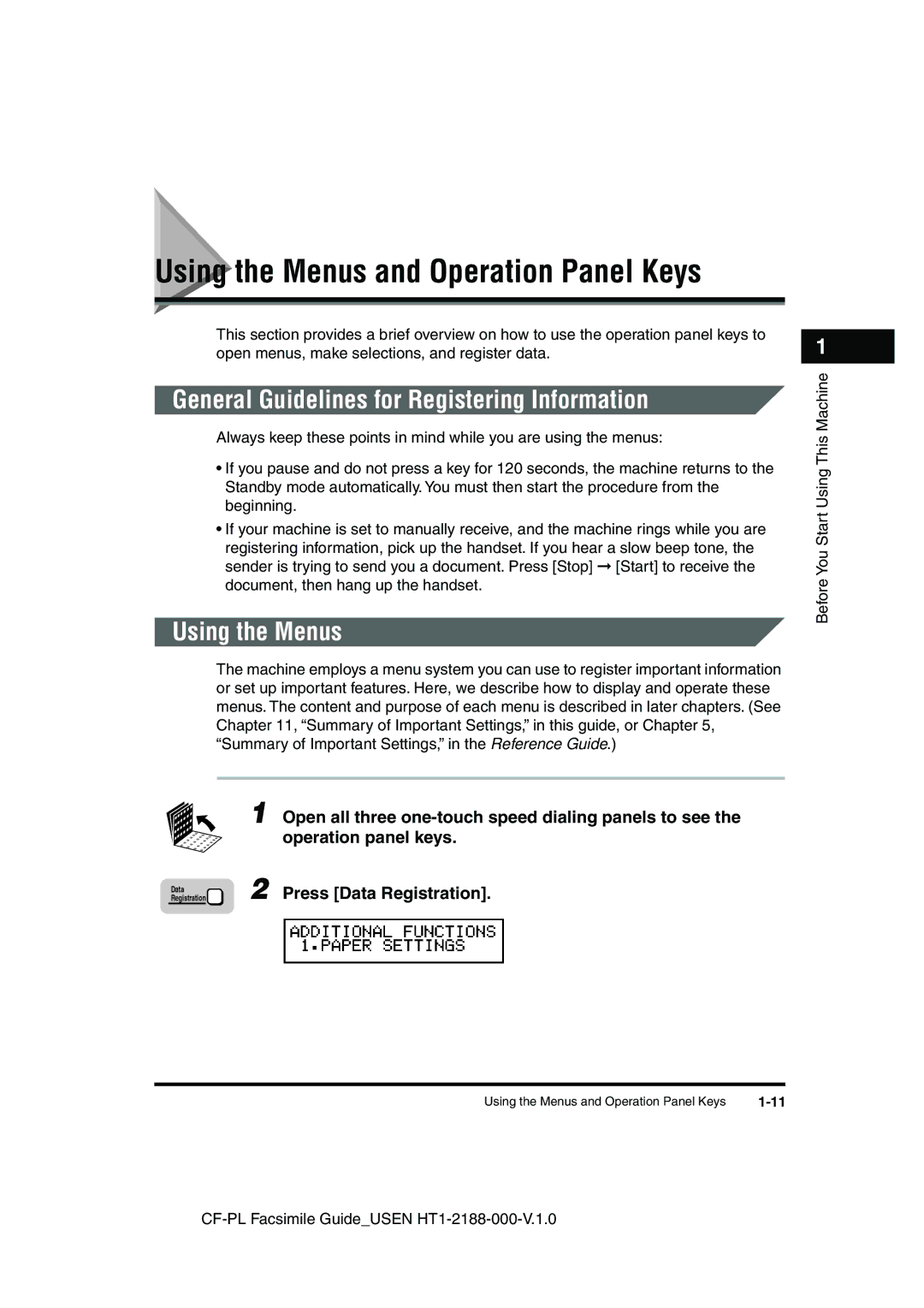 Canon 700 manual General Guidelines for Registering Information, Using the Menus, Press Data Registration 