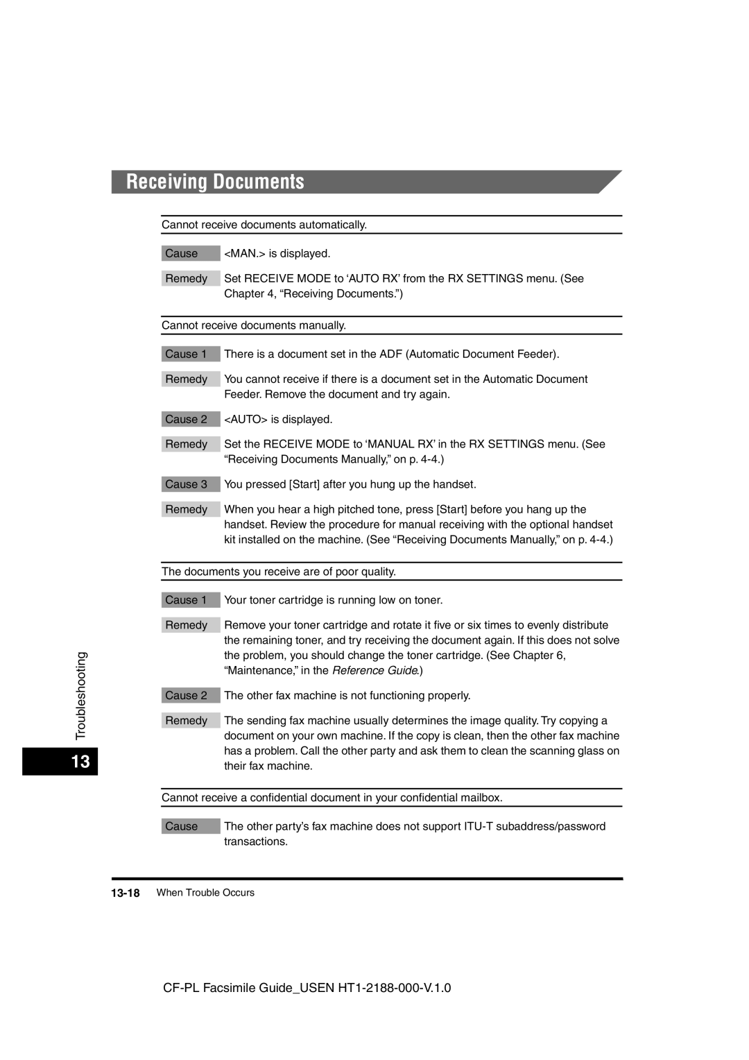 Canon 700 manual Receiving Documents 