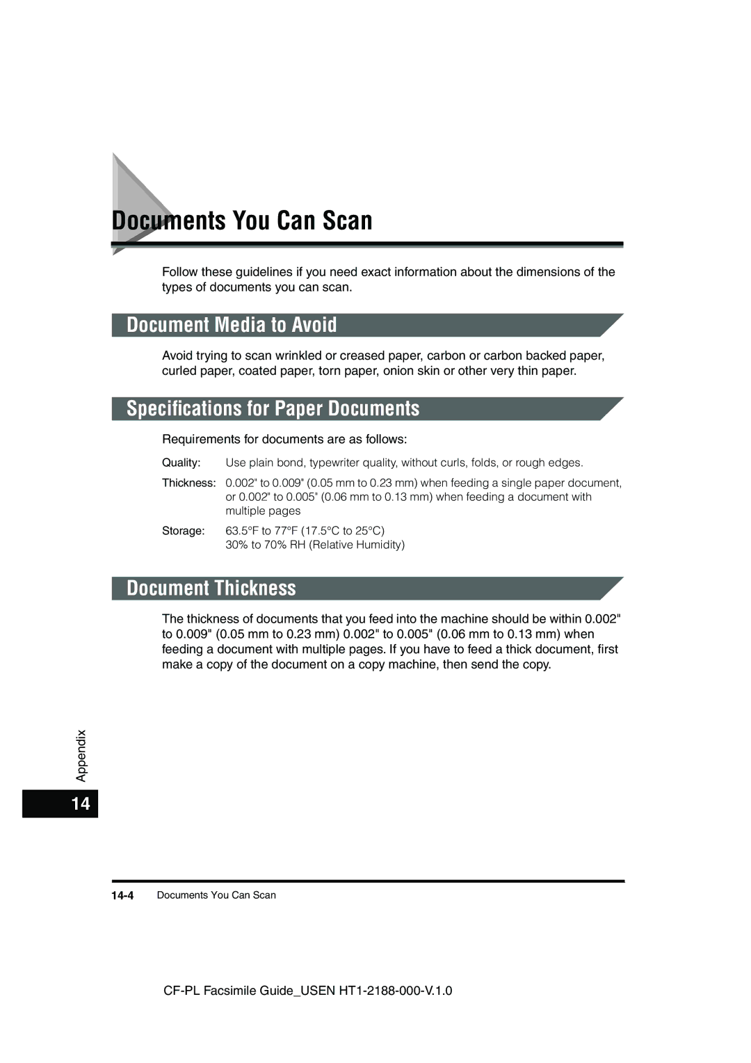 Canon 700 manual Documents You Can Scan, Document Media to Avoid, Speciﬁcations for Paper Documents, Document Thickness 