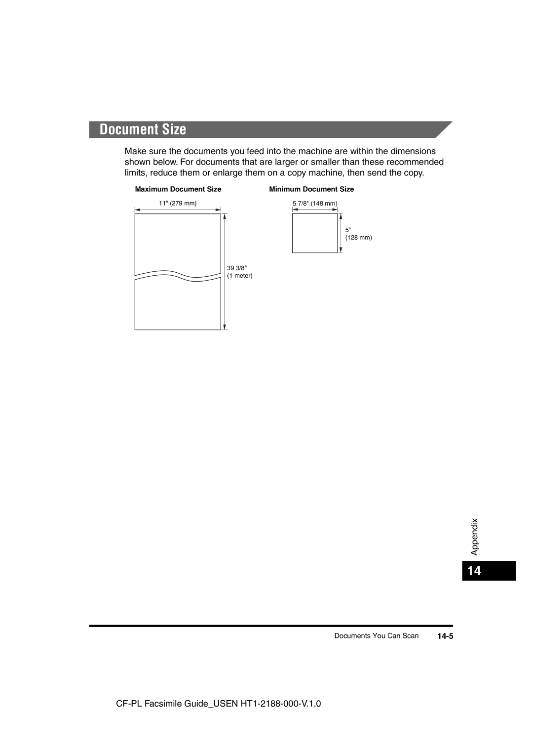 Canon 700 manual Document Size, 14-5 