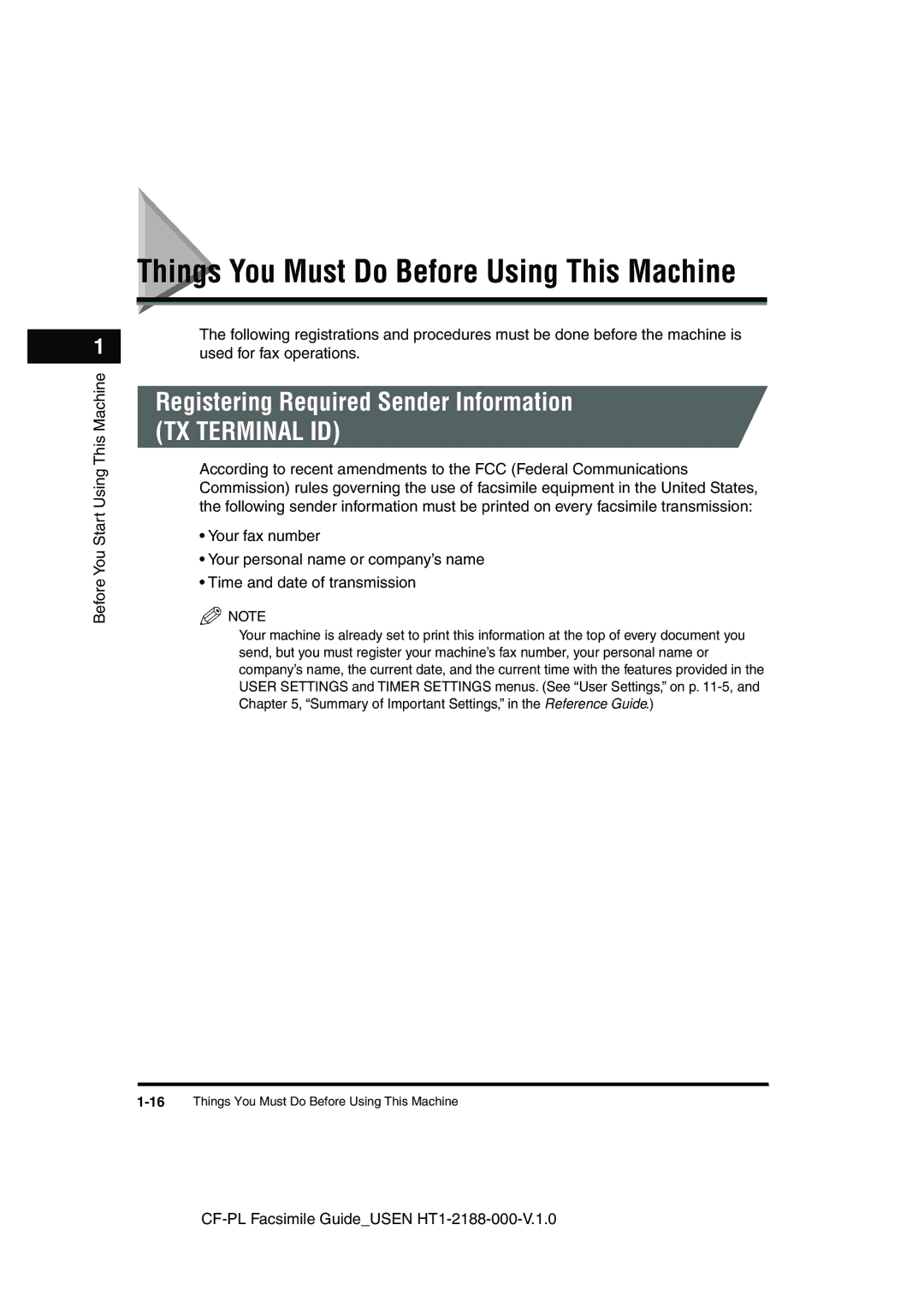 Canon 700 manual Things You Must Do Before Using This Machine, Registering Required Sender Information 