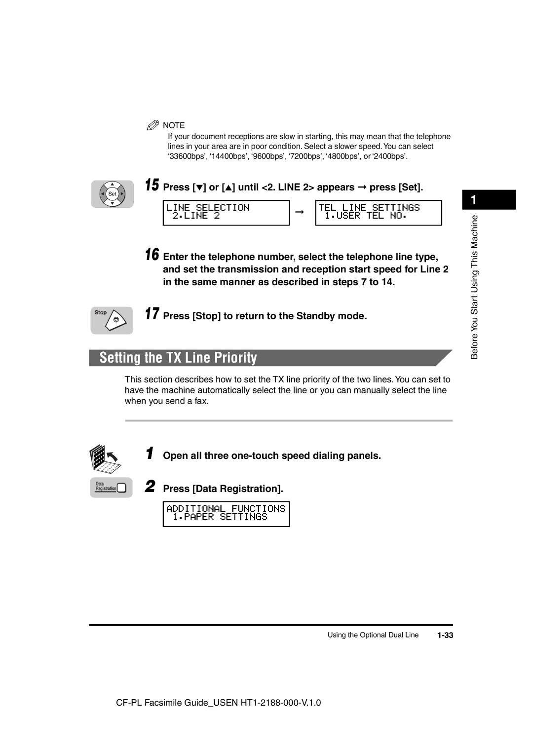 Canon 700 manual Setting the TX Line Priority, Press or until 2. Line 2 appears press Set 