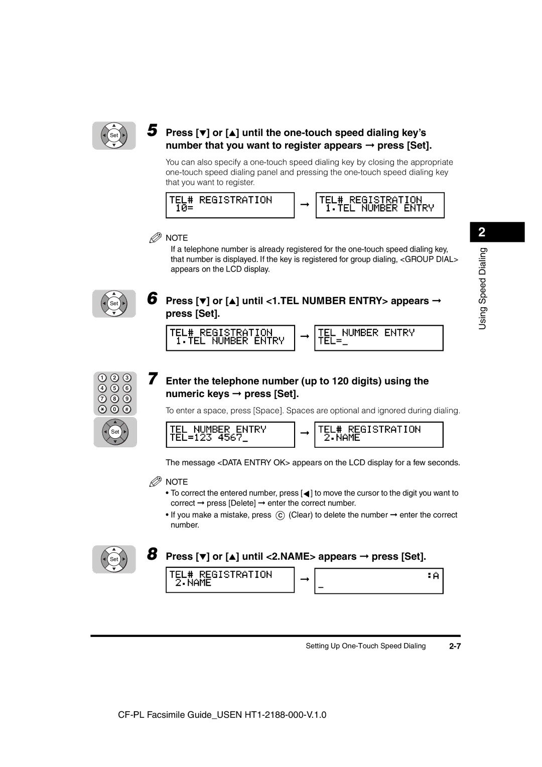 Canon 700 manual Press or until the one-touch speed dialing key’s, Number that you want to register appears press Set 