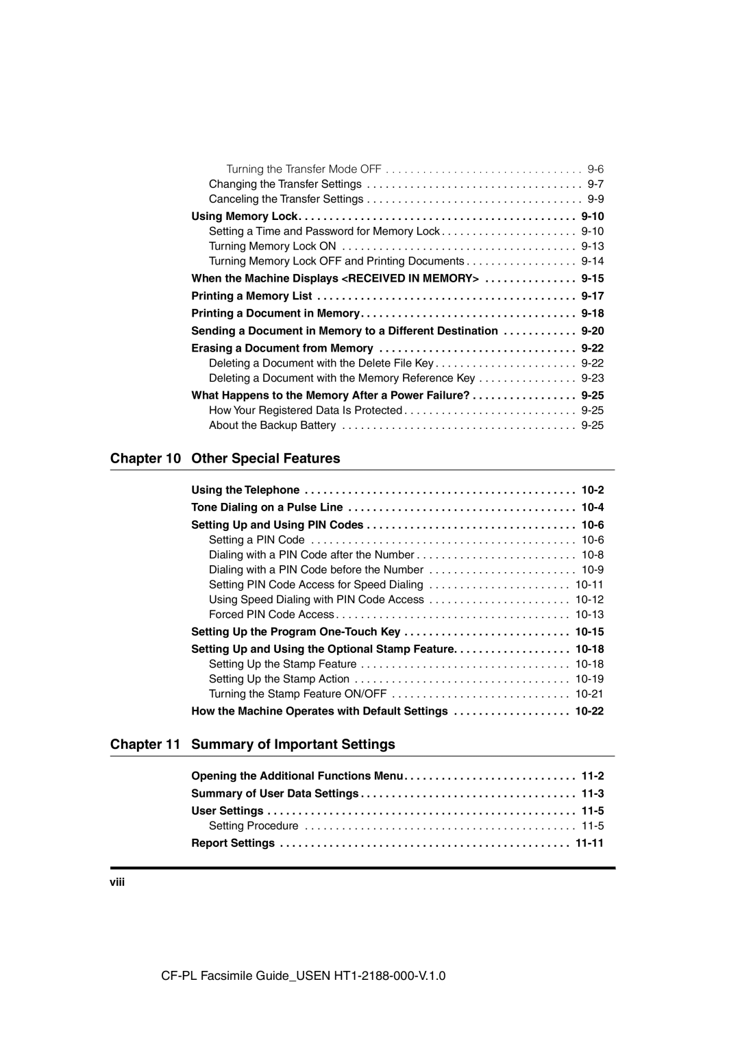 Canon 700 manual Other Special Features, Summary of Important Settings 