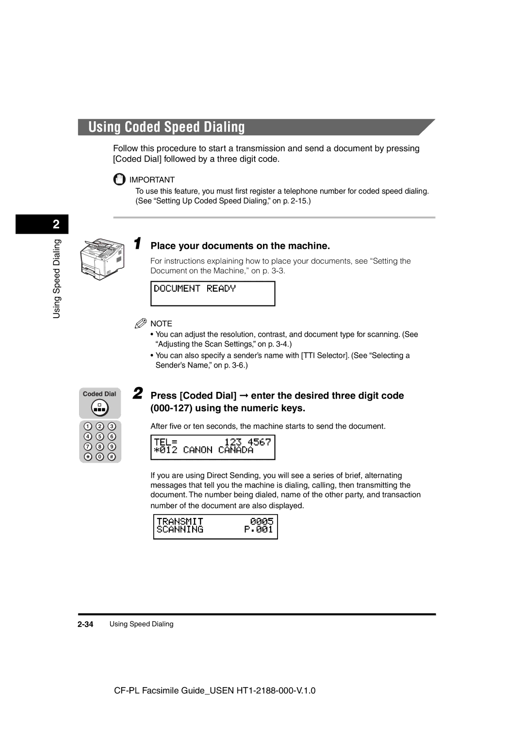 Canon 700 manual Using Coded Speed Dialing 