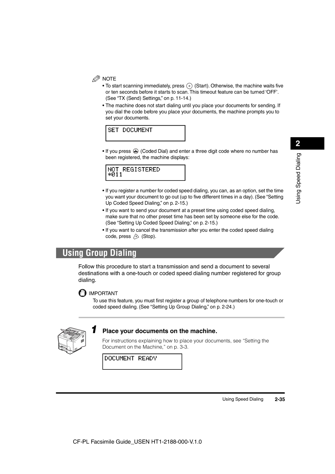 Canon 700 manual Using Group Dialing 