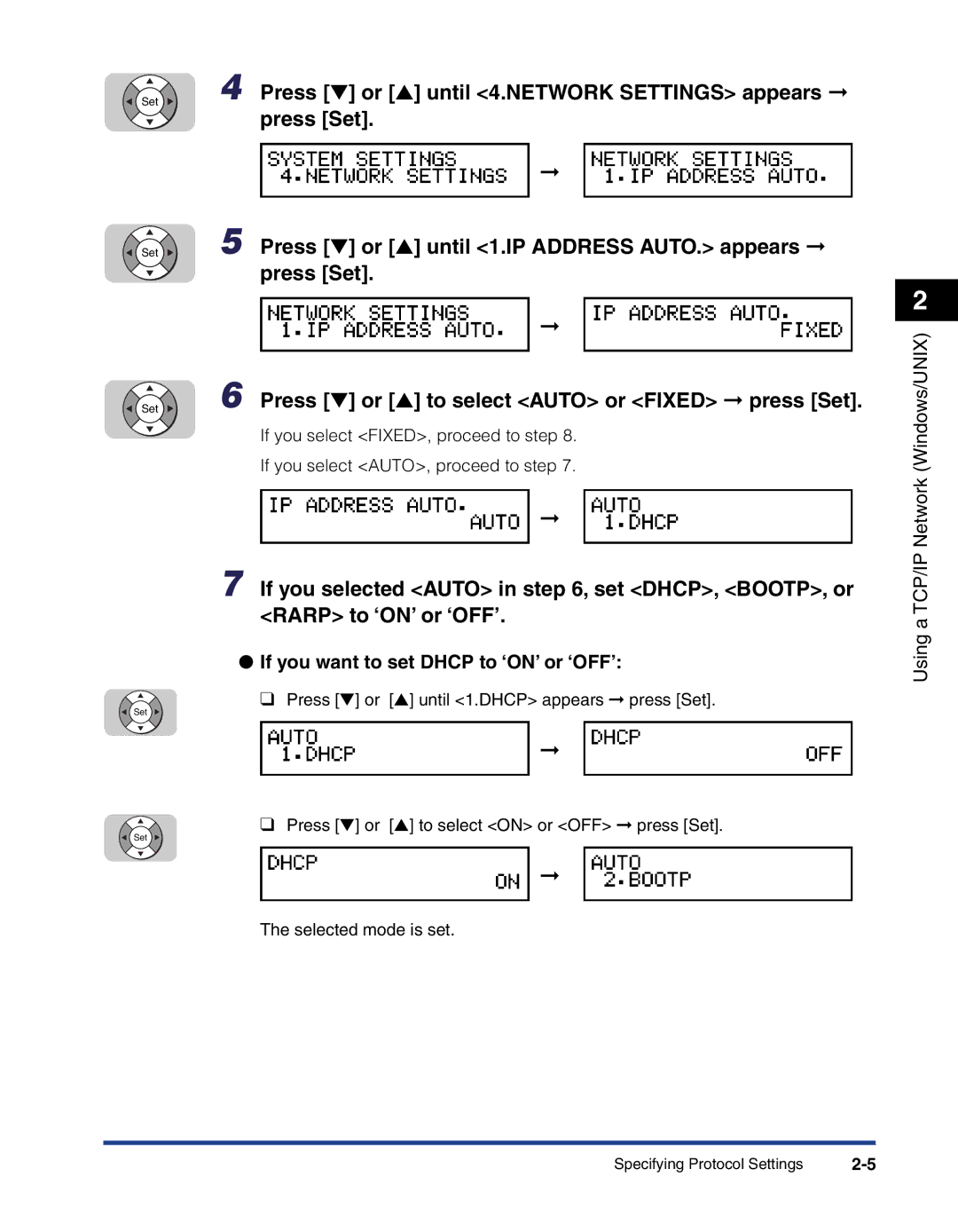 Canon 700 manual If you want to set Dhcp to ‘ON’ or ‘OFF’ 