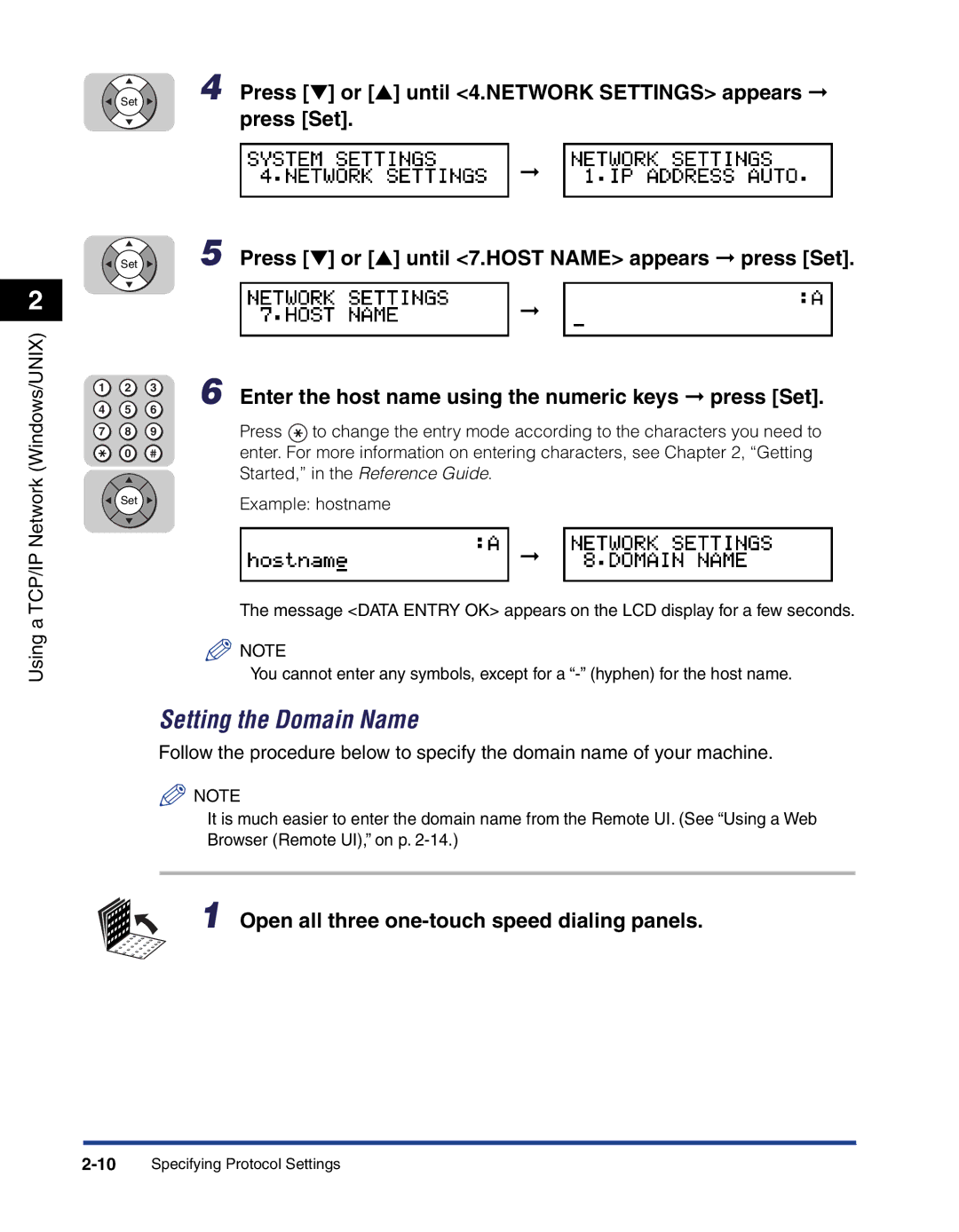 Canon 700 manual Setting the Domain Name 