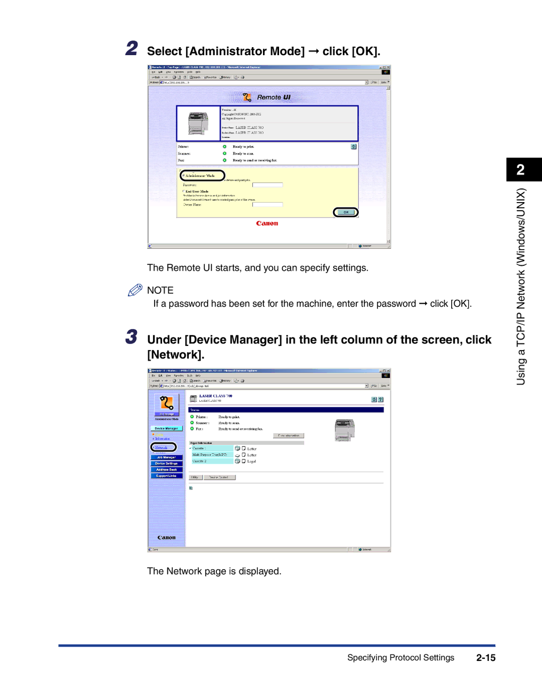 Canon 700 manual Select Administrator Mode click OK 