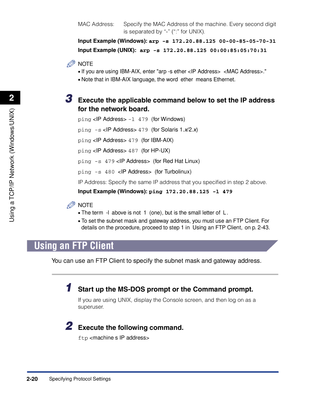 Canon 700 manual Using an FTP Client, Execute the following command 